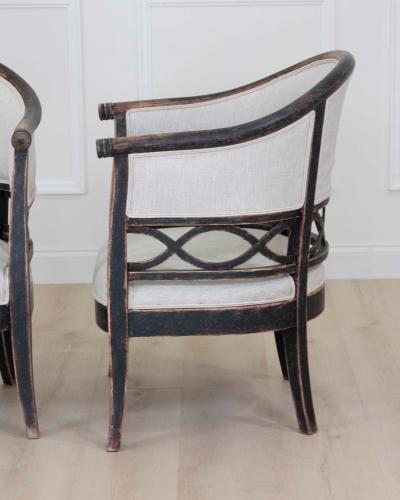 Pair of Swedish 20th Century Barrel Back Armchairs