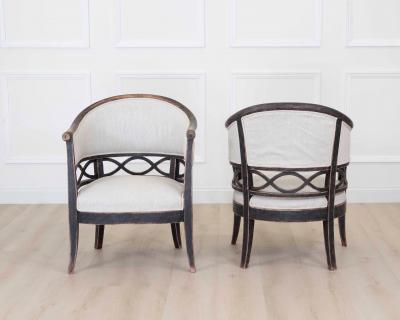 Pair of Swedish 20th Century Barrel Back Armchairs