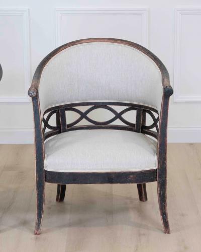 Pair of Swedish 20th Century Barrel Back Armchairs