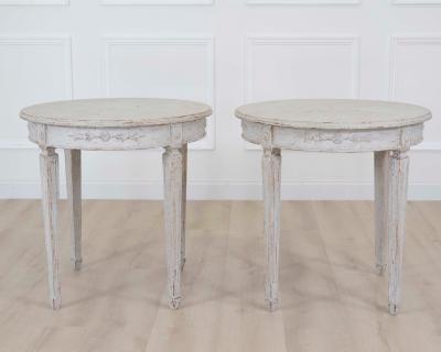 Pair of Swedish 20th Century Carved Round Tables