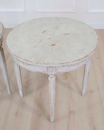 Pair of Swedish 20th Century Carved Round Tables