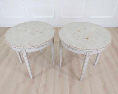 Pair of Swedish 20th Century Carved Round Tables