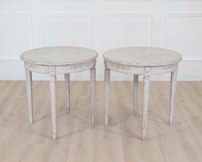 Pair of Swedish 20th Century Carved Round Tables