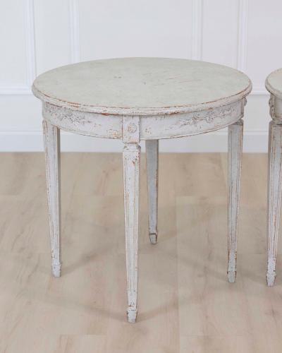 Pair of Swedish 20th Century Carved Round Tables