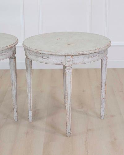 Pair of Swedish 20th Century Carved Round Tables