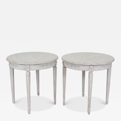 Pair of Swedish 20th Century Carved Round Tables
