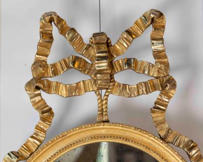 Pair of Swedish 20th Century Ribbon Crested Mirrors