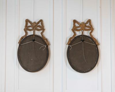 Pair of Swedish 20th Century Ribbon Crested Mirrors