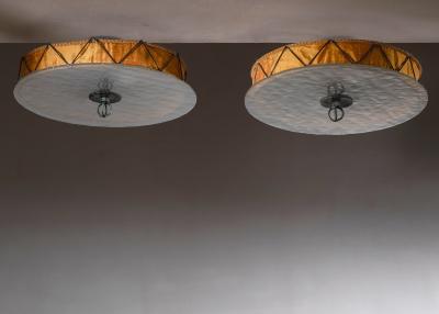 Pair of Swedish Art Deco ceiling lamps
