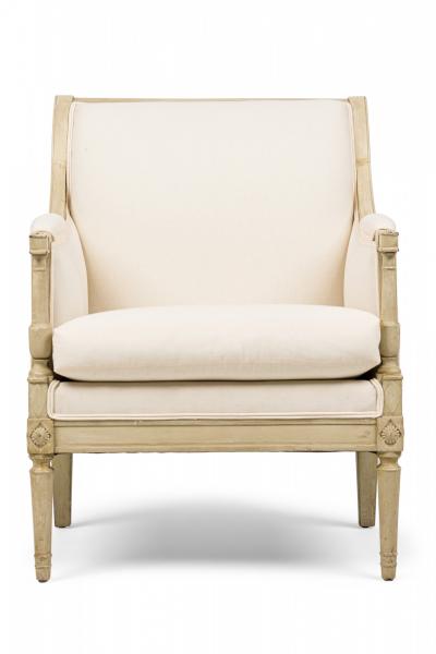 Pair of Swedish Beige Upholstered Bergere Armchairs
