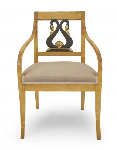 Pair of Swedish Biedermeier Gilt Arm Chairs