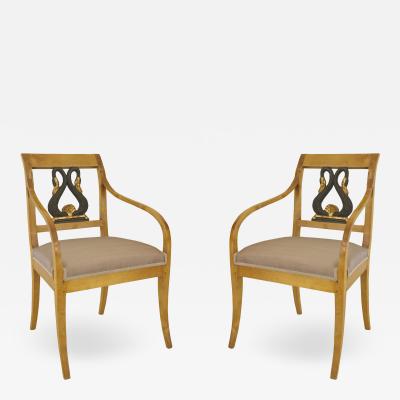 Pair of Swedish Biedermeier Gilt Arm Chairs