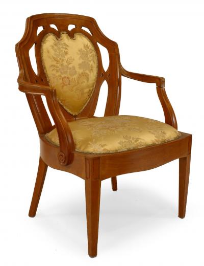 Pair of Swedish Biedermeier Gold Floral Arm Chair