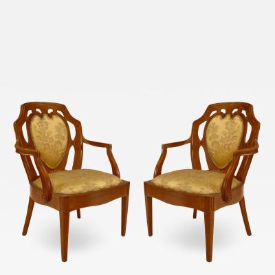 Pair of Swedish Biedermeier Gold Floral Arm Chair