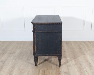 Pair of Swedish Black Painted Commodes with Brass Hardware 20th Century