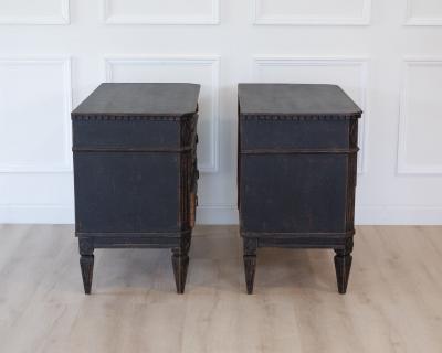 Pair of Swedish Black Painted Three Drawer Chests Circa 1900