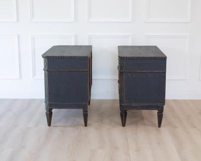 Pair of Swedish Black Painted Three Drawer Chests Circa 1900
