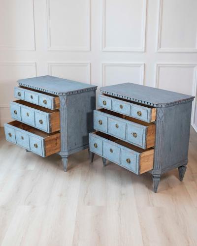 Pair of Swedish Blue Commodes