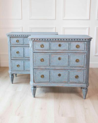 Pair of Swedish Blue Commodes