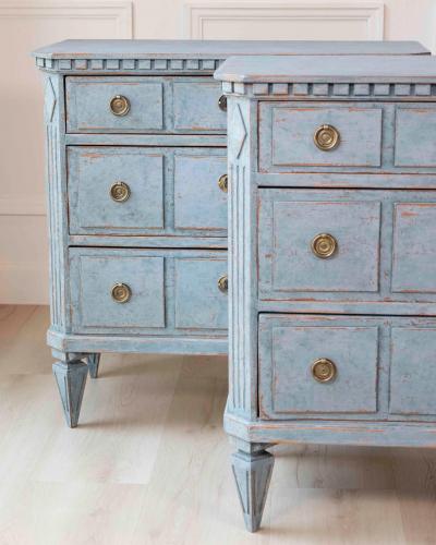 Pair of Swedish Blue Commodes