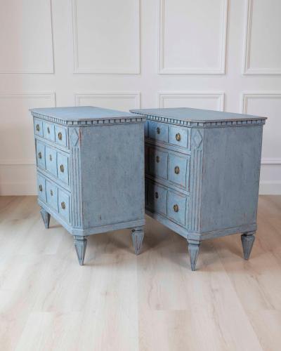 Pair of Swedish Blue Commodes