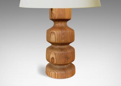 Pair of Swedish Brutalist Table Lamps in Pine