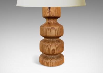 Pair of Swedish Brutalist Table Lamps in Pine