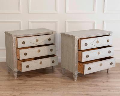 Pair of Swedish Carved Pine Chests of Drawers Early 20th Century