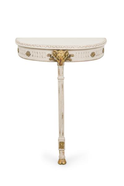 Pair of Swedish Cream Painted and Gilt Demilune Wall Mounted Console Tables