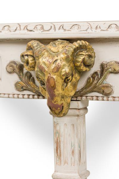 Pair of Swedish Cream Painted and Gilt Demilune Wall Mounted Console Tables