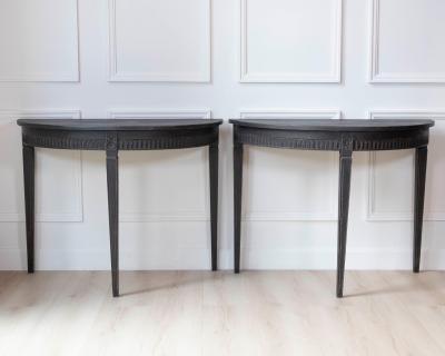 Pair of Swedish Demi Lune Tables circa 1880