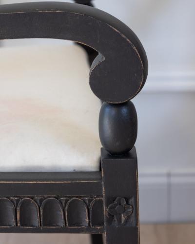 Pair of Swedish Ebonized Neoclassical Armchairs Circa 1880