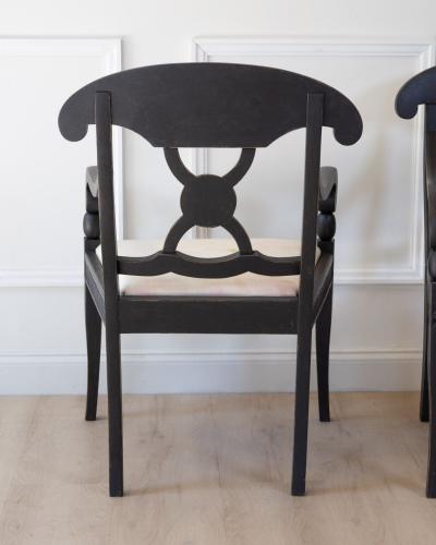 Pair of Swedish Ebonized Neoclassical Armchairs Circa 1880