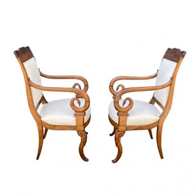Pair of Swedish Empire Mahogany Armchairs
