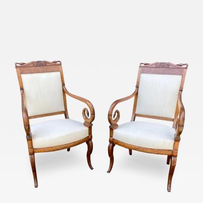 Pair of Swedish Empire Mahogany Armchairs