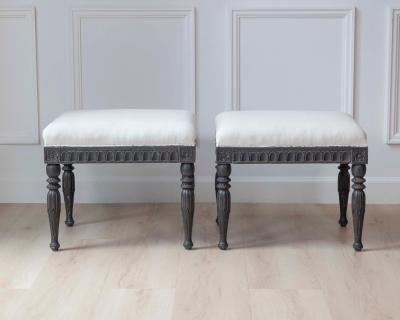 Pair of Swedish Empire Stools Early 19th Century