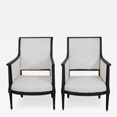 Pair of Swedish Empire Style Armchairs