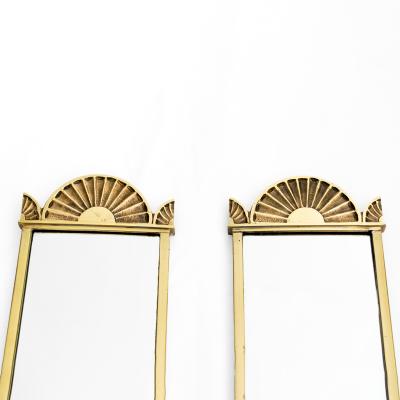 Pair of Swedish Grace era polished brass mirrored sconces 
