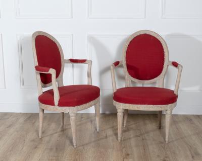 Pair of Swedish Gustavian Armchairs with Original Paint circa 1820