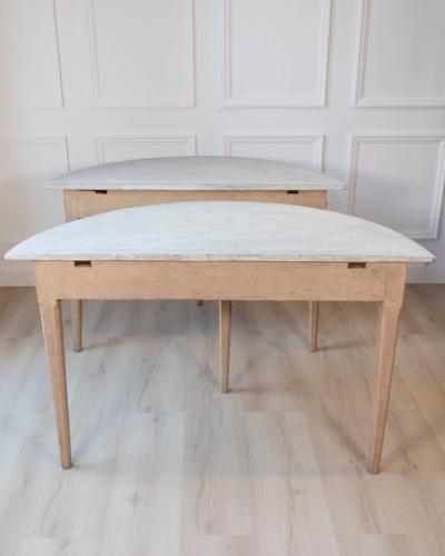 Pair of Swedish Gustavian Demi Lune Console Tables in Oak circa 1840 1860