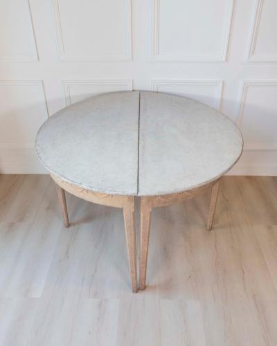 Pair of Swedish Gustavian Demi Lune Console Tables in Oak circa 1840 1860