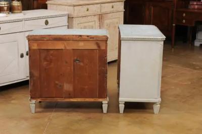 Pair of Swedish Gustavian Style 1890s Painted Chests with Carved Stars
