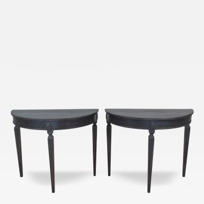 Pair of Swedish Gustavian Style Demi Lune Console Tables