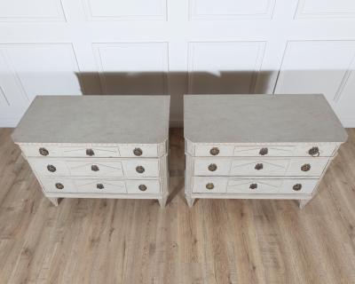 Pair of Swedish Gustavian Style Painted Chests of Drawers Early 20th Century