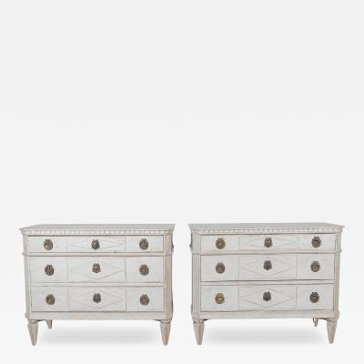 Pair of Swedish Gustavian Style Painted Chests of Drawers Early 20th Century