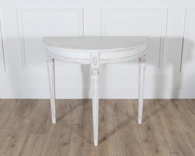 Pair of Swedish Gustavian White Painted Demi Lune Consoles ca 1880