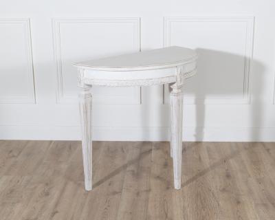 Pair of Swedish Gustavian White Painted Demi Lune Consoles ca 1880