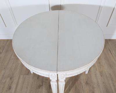 Pair of Swedish Gustavian White Painted Demi Lune Consoles ca 1880