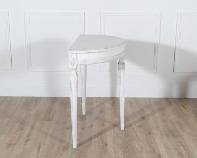 Pair of Swedish Gustavian White Painted Demi Lune Consoles ca 1880
