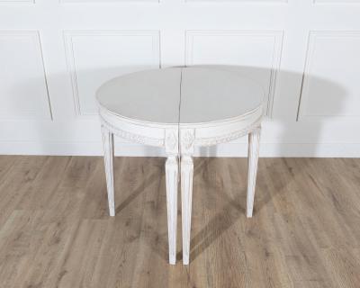 Pair of Swedish Gustavian White Painted Demi Lune Consoles ca 1880